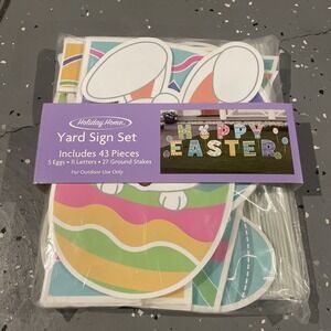 Holiday Home "HAPPY EASTER" Yard Sign Set - 43 Pieces~Approx 12" Tall~🐰🐣🥕NEW!
